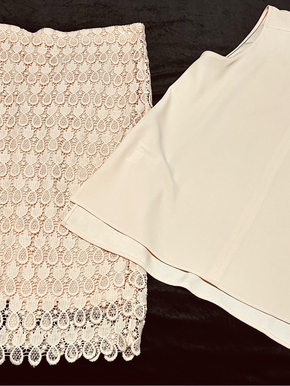 Ann Taylor Blush Pink Lace Pencil Skirt and Matching Top